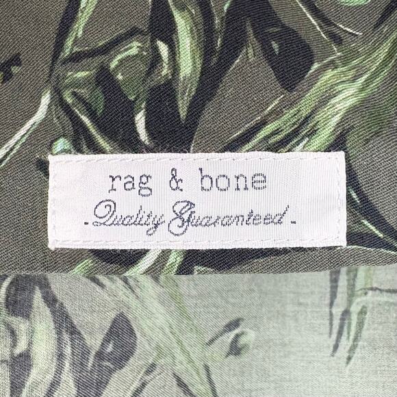 Rag & Bone New York Mens Avery Printed Vacation Shirt Army Floral 100% Cotton XS - Picture 7 of 12